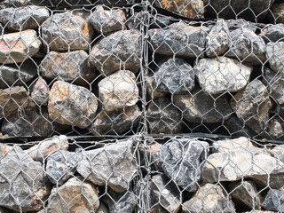 Gabion wall prevents the collapse of roads and rivers.