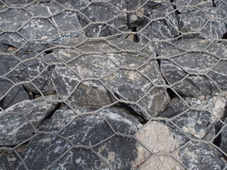 Gabion wall prevents the collapse of roads and rivers.