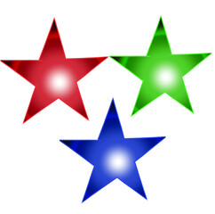 set of Blue, red and green colorful stars vector illustration with transparent background png 