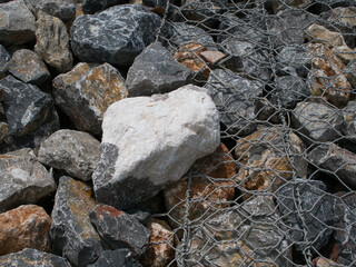 Gabion wall prevents the collapse of roads and rivers.