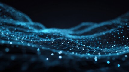 Digital landscape showcasing intricate lines and glowing dots representing data flow in a futuristic environment