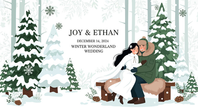 Joy and Ethan's Winter Wonderland Wedding Celebration in a Snowy Forest Design