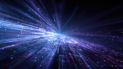 Naklejka premium Vibrant burst of light creating a dynamic space with glowing particles in motion