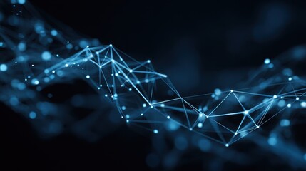 Obraz premium Abstract blue network design showcasing connections and data flow in a digital environment