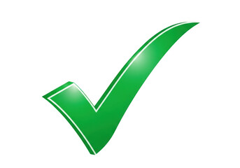 Green check mark symbol isolated on transparent background
