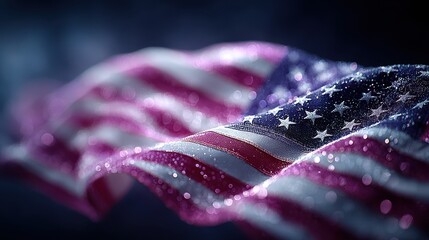 Abstract American Flag with Glitter, Patriotic Symbolism and Celebration