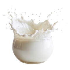 Splashing Milk in Clear Bowl with Dynamic White Liquid Motion