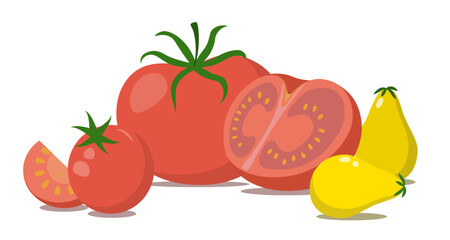 Tomatoes .  Red and yellow cocktail tomatoes. 