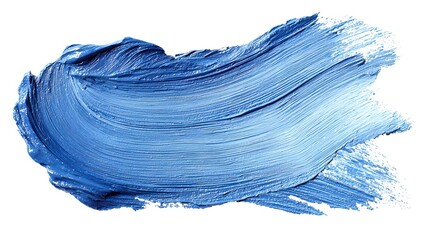 Blue paint brush strokes isolated on white background. Acrylic paints.