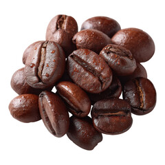 Obraz premium Freshly Roasted Coffee Beans Piled on White Background for Brewing
