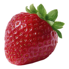 Fresh Red Strawberry Isolated on White Background With Green Leaves