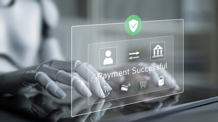 AI confirms secure payment transaction, verifying user identity, processing order, and authorizing...