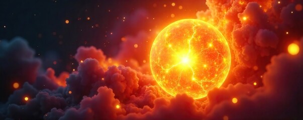 Close-up of a glowing, pulsating core of energy, radiating light and warmth, symbolizing power and potential ,  fire,  spirit