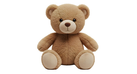 Obraz premium A classic brown teddy bear with soft fur sitting upright on a plain white background.