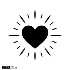 Vector art of black heart with radiating lines, , symbolizing love and energy