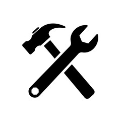 Vector art of hammer and wrench crossed