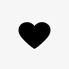 Vector art of a simple black heart icon isolated on a, representing love, affection, and romance in a minimalist style