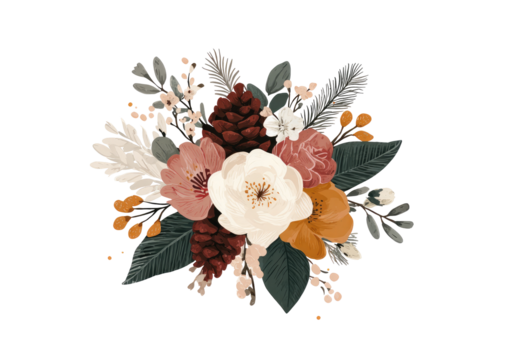 Vibrant floral bouquet in muted autumnal tones