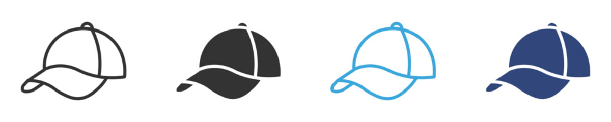 Cap  icon set in outline and flat style , vector illustration. 