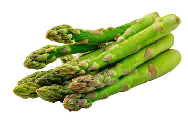Fresh asparagus spears, vibrant green, tightly clustered, slightly overlapping, with a few visible delicate pink/purple tips