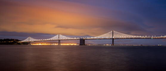 San Francisco Bay bridge in the evening. 
