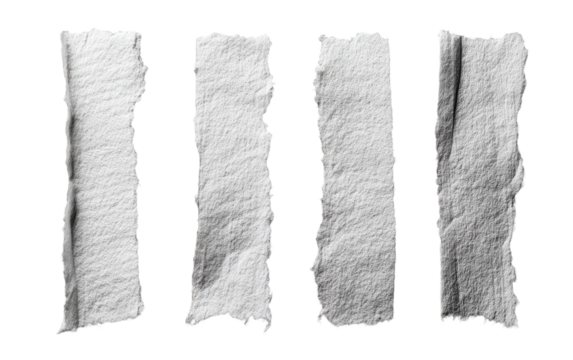Four vertically aligned, torn paper strips