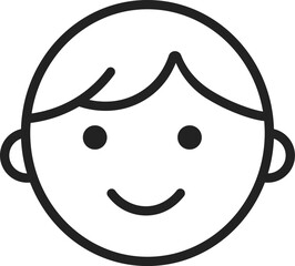 Cute boy face icon. Smilling child avatar. Line style. Vector illustration.	