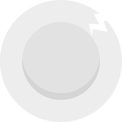 White ceramic round plate with a crack icon. Vector illustration.