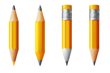 Four pencils, two yellow and two gray,  arranged side-by-side