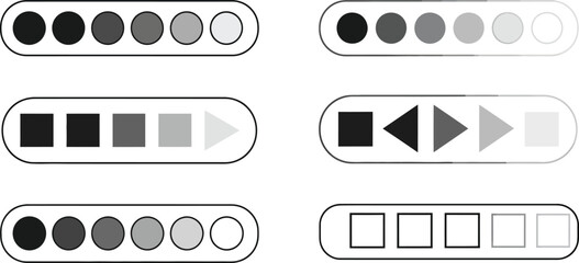 Grayscale gradients and shapes in rows.