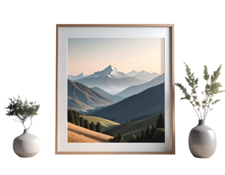 Isolated Minimalist Landscape Framed Artwork 
