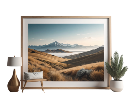Isolated Minimalist Landscape Framed Artwork