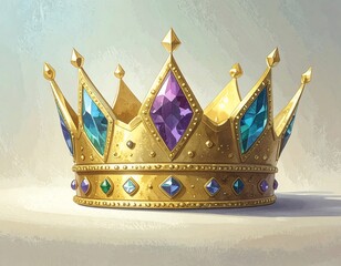 Golden crown with colorful gems