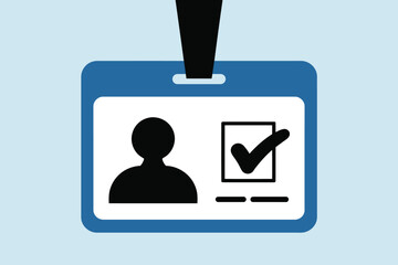Id badge identification security access employee card checkmark verified profile