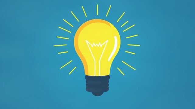 Bright light bulb shining on blue background symbolizing new idea