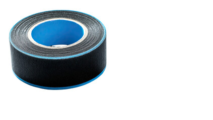 Rolled black tape with a blue inner ring