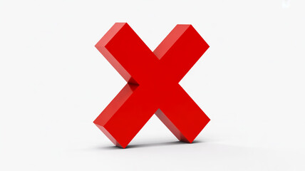 Obraz premium 3D red X mark, bold, glossy, centered, isolated white background