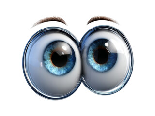 Big cartoon eyes wide open looking curious, Isolated On white, Png Transparent