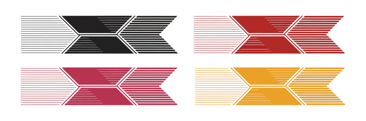 Vector Racing Decals Set – Yellow, red , and Black Speed Stripes, Arrows, Start and Finish Flags for Cars, Motorcycles, Bikes, and Automotive Vinyl Designs