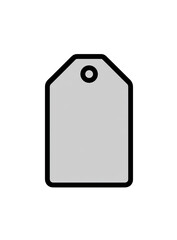 Blank, light gray rectangular tag with a small hole