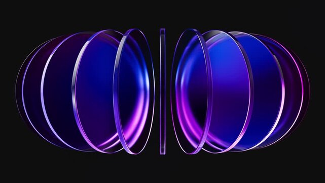 3d glass circles abstract background. Creative corporate motion texture. Bright minimal animation for technology template. Seamless loop.
