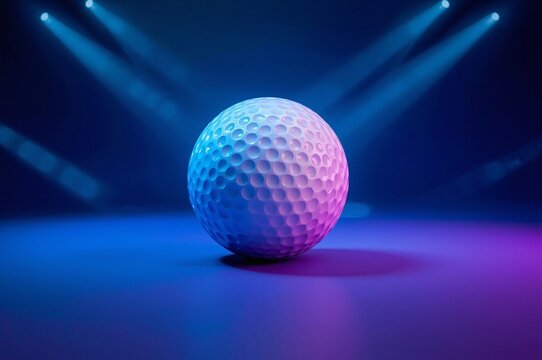 Golf ball spotlight, vibrant neon stage, performance - Powered by Adobe