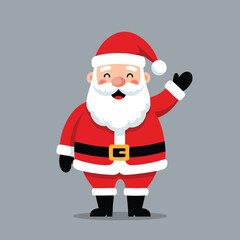 Santa Claus character waving hand in red suit and black boots festive winter illustration 