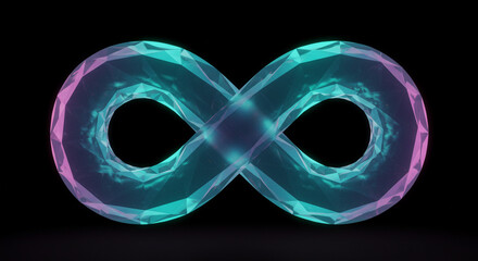 Dynamic glowing infinity symbol design, perfect for concepts of eternity, future, and innovation