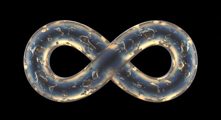 Abstract infinity symbol with iridescent texture represents endless possibilities and concepts