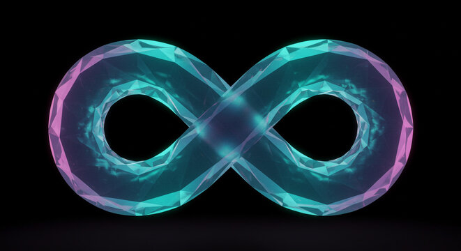 Dynamic glowing infinity symbol design, perfect for concepts of eternity, future, and innovation