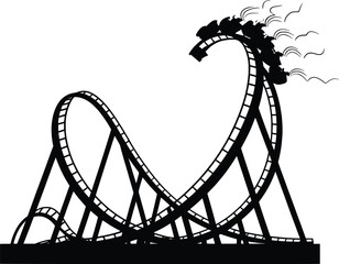 Roller Coaster Thrill Ride Amusement Park Adventure Illustration.