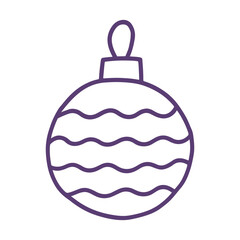 Hand-drawn Christmas tree ornament with wavy lines, outlined in a simple purple marker style, emphasizing a festive and minimalistic design