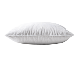 Side view of a rectangular, white pillow