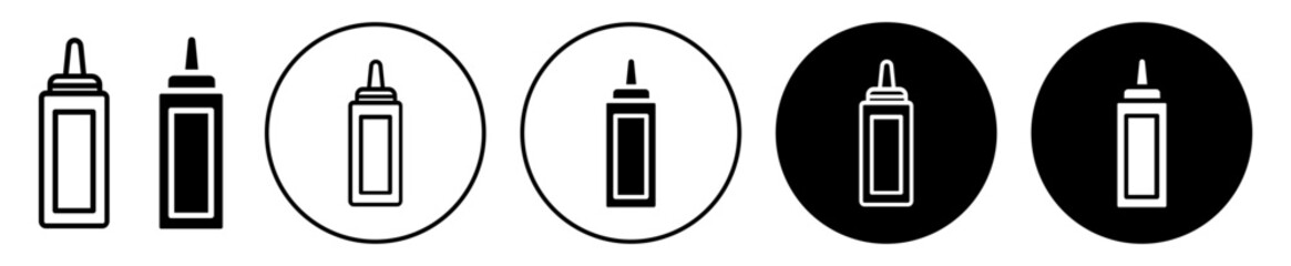 Mayo sauce bottle icon set. Mayo sauce bottle vector symbol in black filled and outlined style.